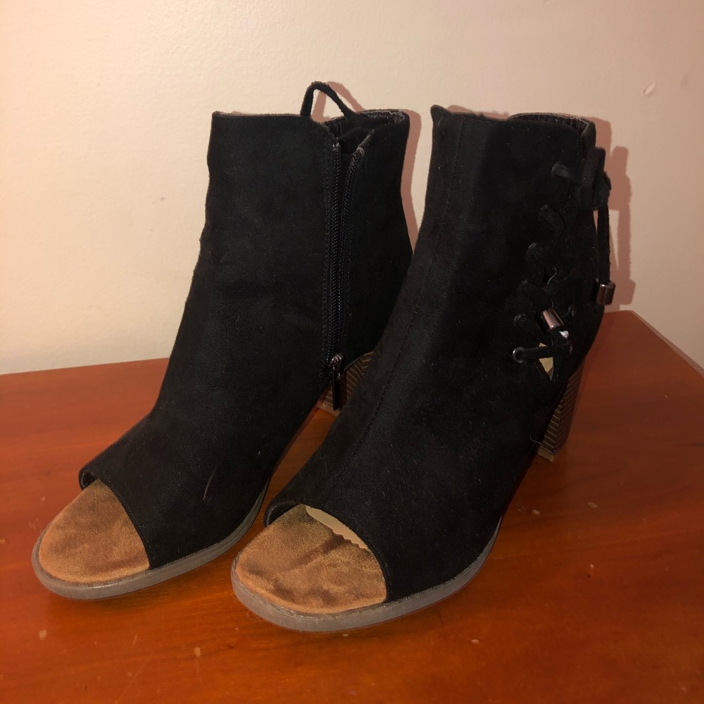 Black Open Toe Booties